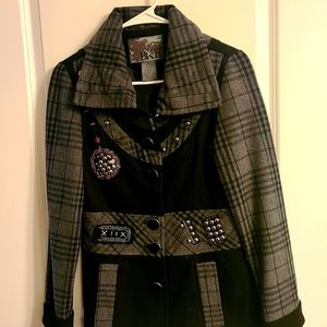 Sz S BKE Super Cute Punk Rocker Chick Wool Coat